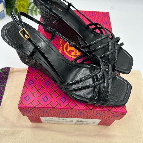 Women’s Tory Burch multi strap wedge sandal, snake embossed 75 mm size 9.5 - Picture 9 of 10